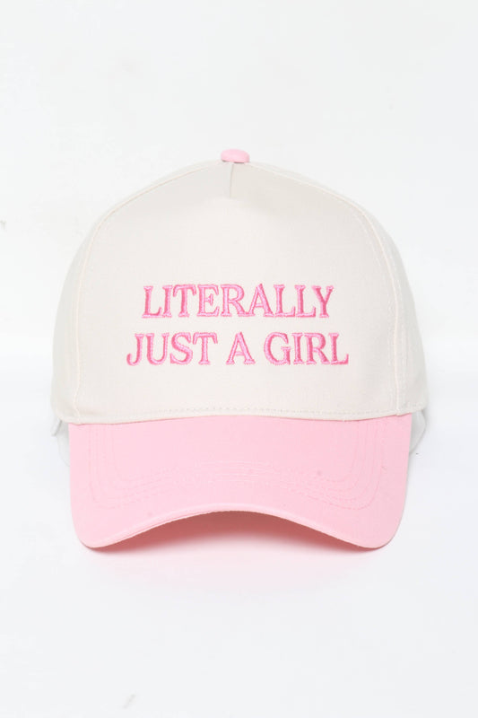 David And Young - LITERALLY JUST A GIRL Embroidery Two Tone Baseball Cap