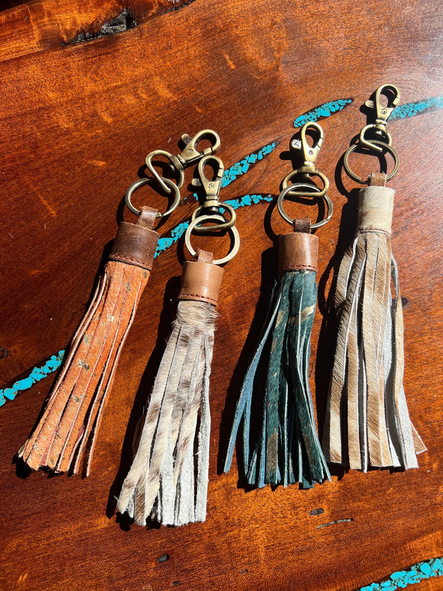 Equipage - Cowhide Leather Tassel Fringe Keychain Western: Natural Cowhide