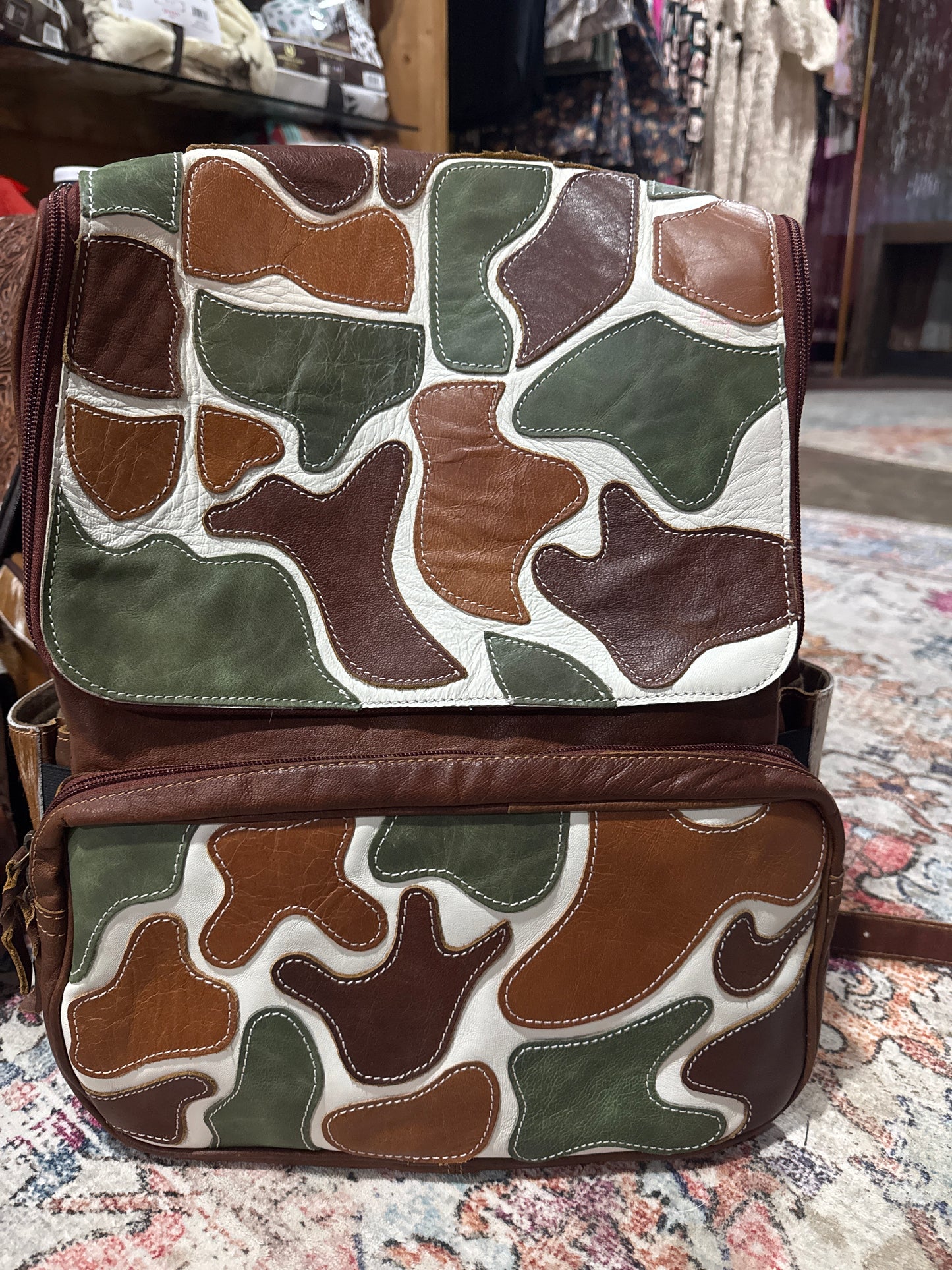 Camo Leather Backpack