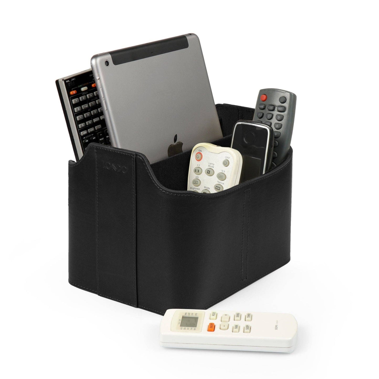 Londo - Leather Remote Control Organizer and Caddy with Tablet: Red