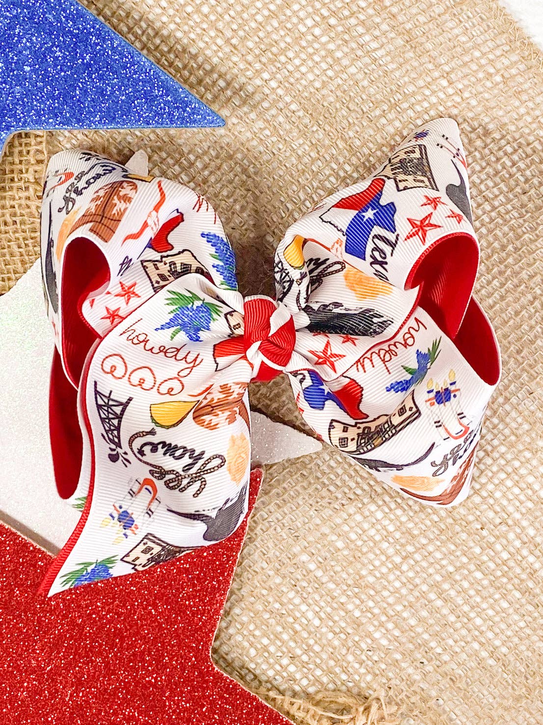 The Hair Bow Company - Double Layer Texas Print Hair Bow