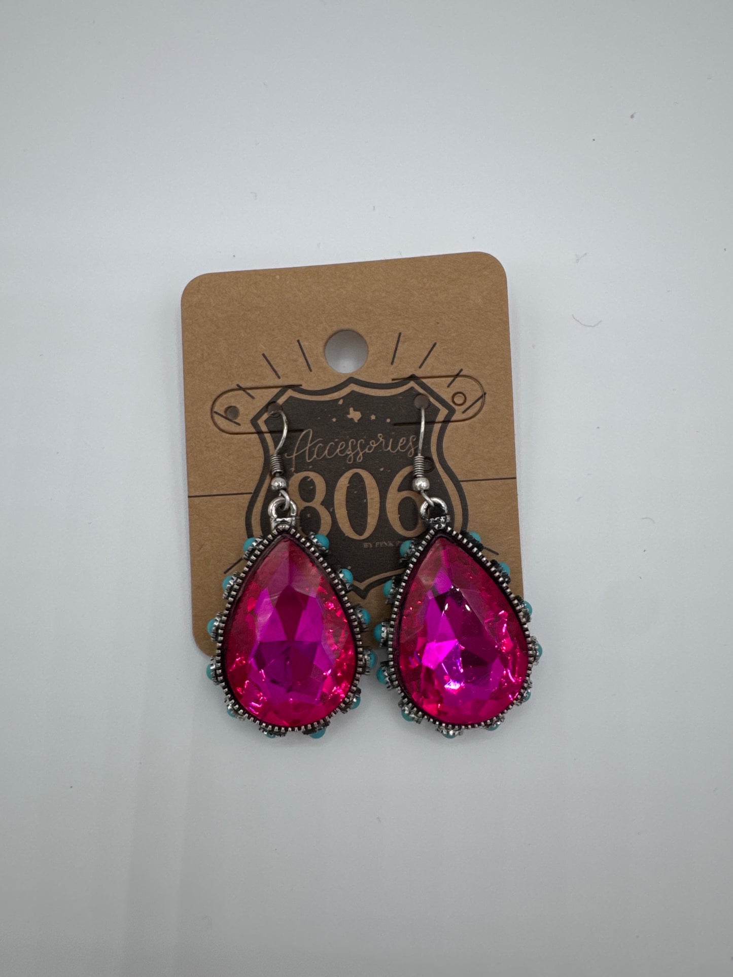 Rhinestone teardrop bead, studded earring