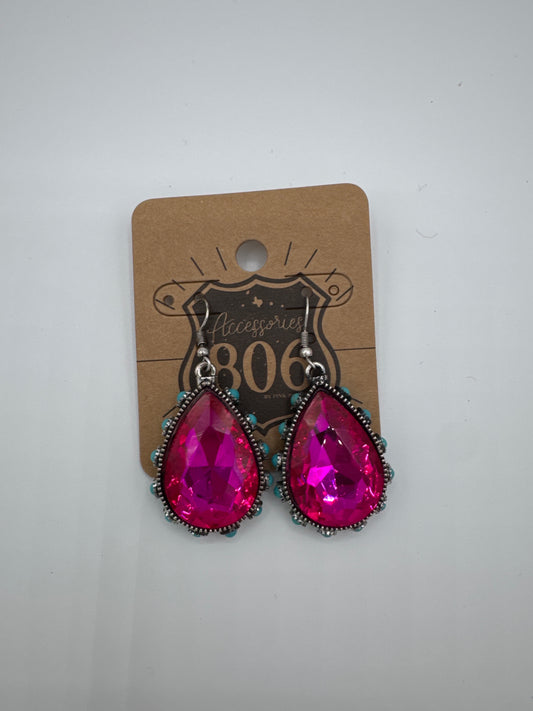 Rhinestone teardrop bead, studded earring
