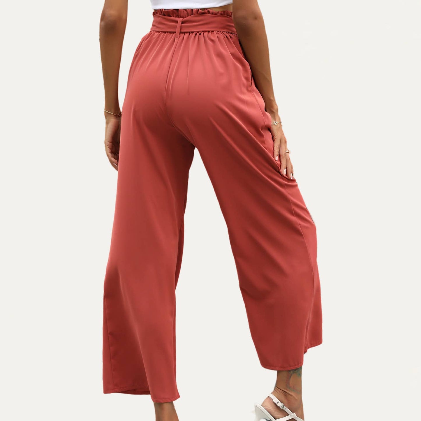 Stand In Style Solid Color High Waist Wide-Leg Pants