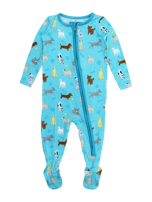 RuffleButts + RuggedButts - Baby Boys Bamboo Viscose Puppy Playtime Footed Pajama: