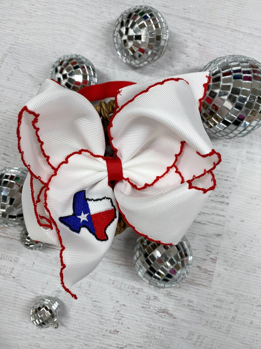 The Hair Bow Company - Texas Flag Moonstitch Embroidered Bow Headband