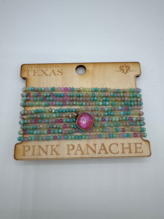 Faceted crystal beaded ten strand bracelet set