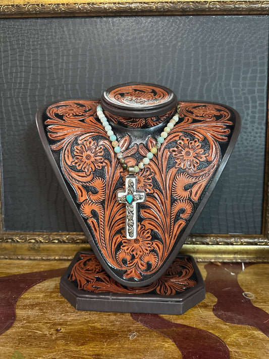 Carved Bone Cross Neckalce