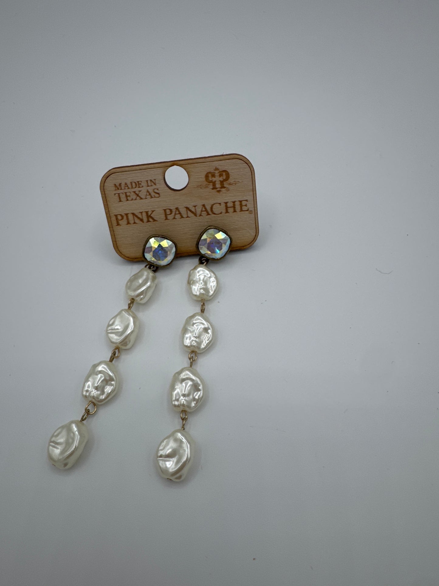 White coin, pearl earring, Austrian crystal