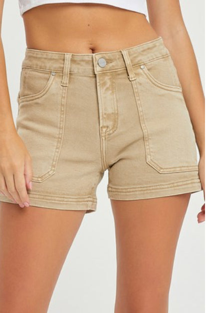 Risen Mid Rise Front Patch Pocket Shorts