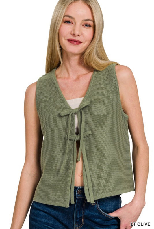 Tie Front Sweater Vest