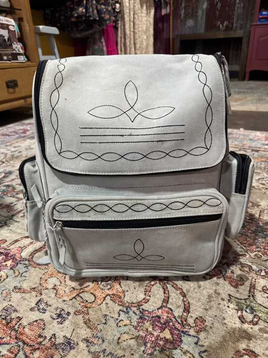 Off White Suede Boot Stitch Leather Backpack