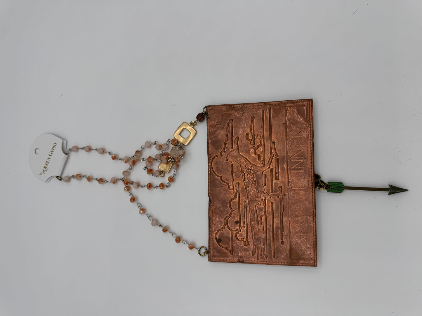 Copper Plated Handmade Postcard Necklace