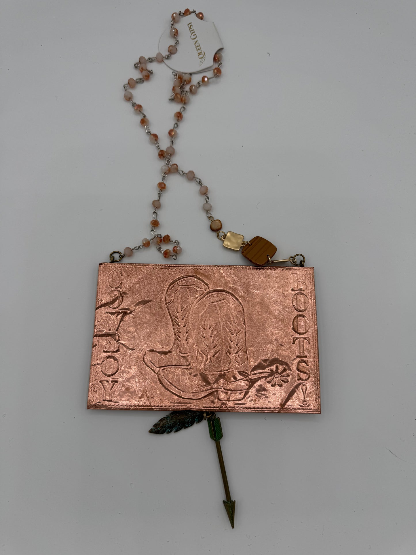 Copper Plated Postcard Neckalace