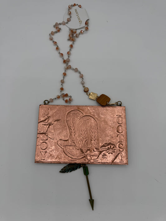 Copper Plated Postcard Neckalace
