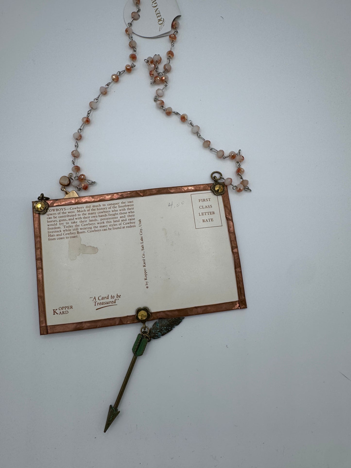 Copper Plated Postcard Neckalace