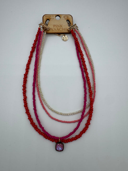 Four strand pendant necklace Austria, Crystal