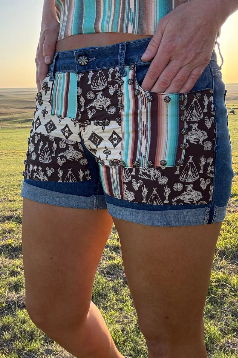 Patched Up Shorts Western