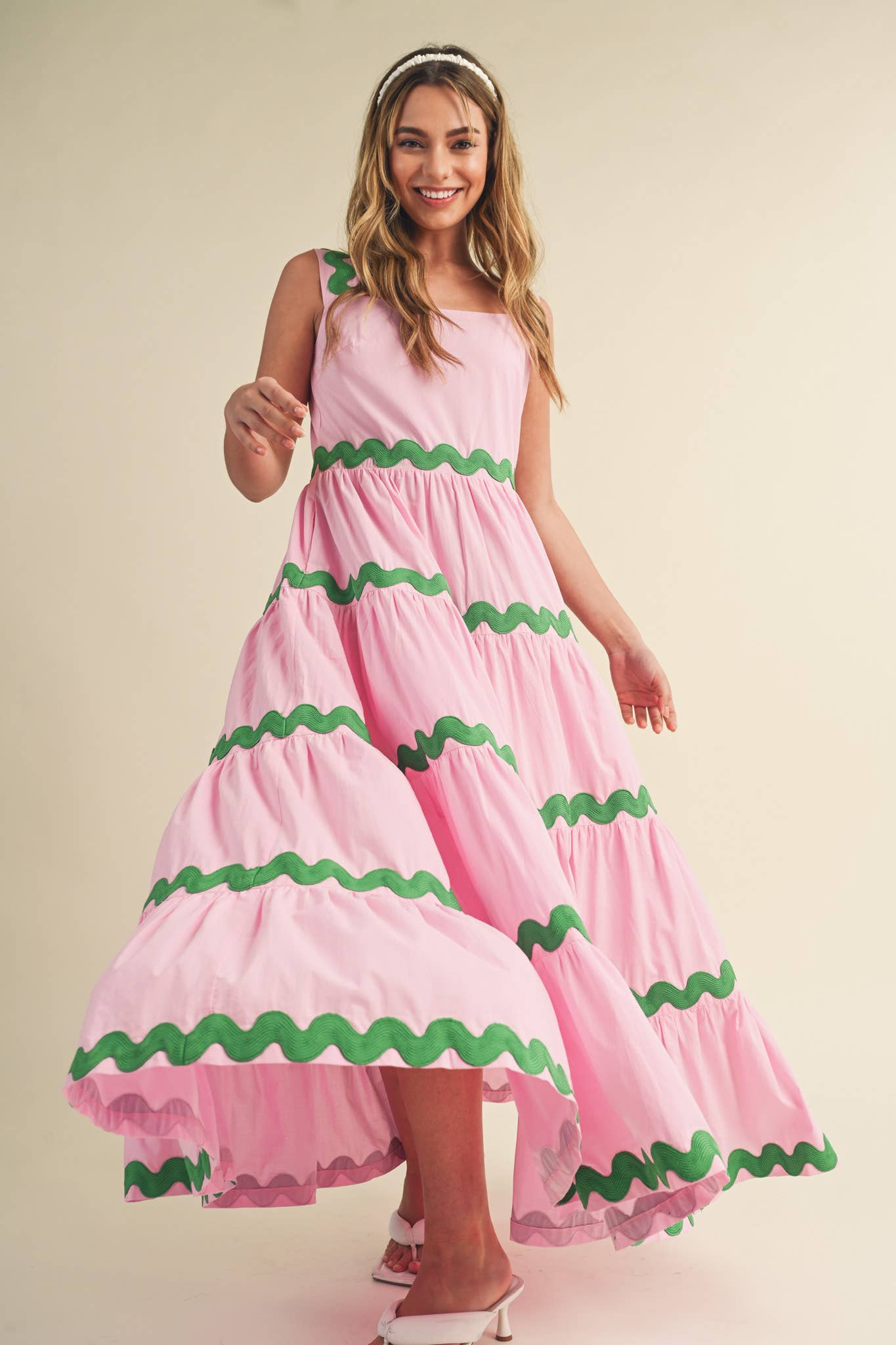 &MERCI - TIERED RIC RAC TRIM MIDI DRESS MDR3074