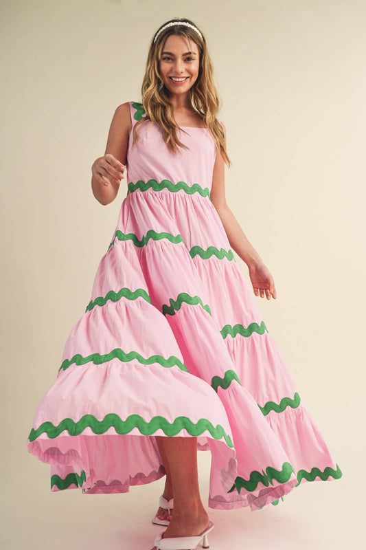 &MERCI - TIERED RIC RAC TRIM MIDI DRESS MDR3074