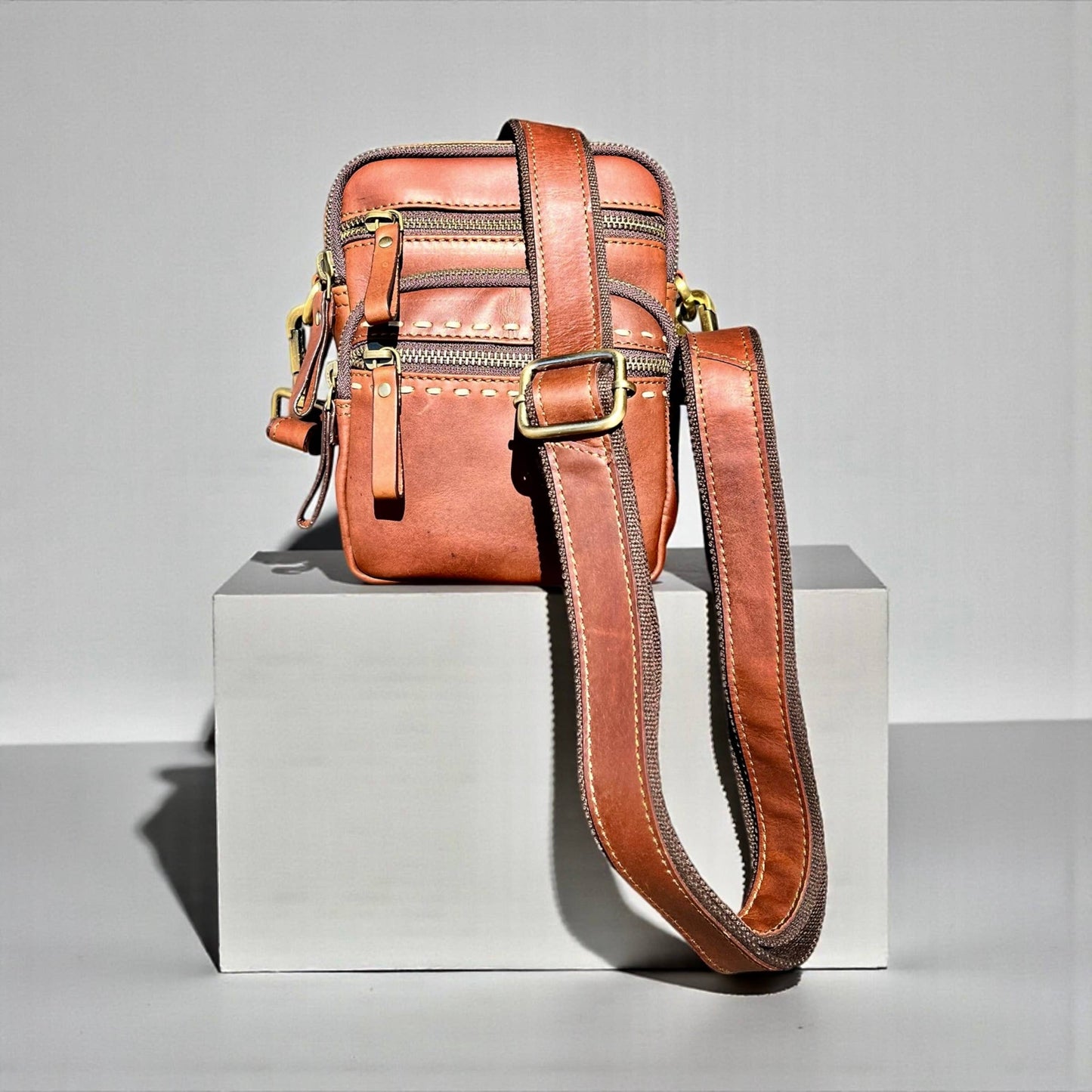Western Linens - All leather crossbody bag 