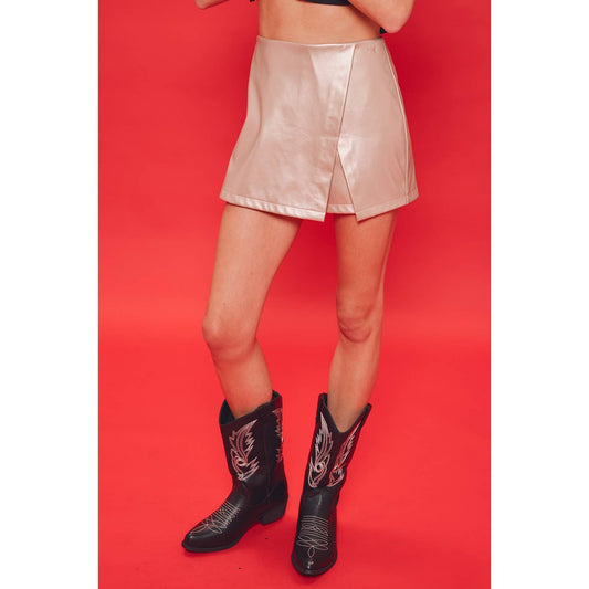 idem ditto - EDGY WESTERN WRAP LEATHER SKORT