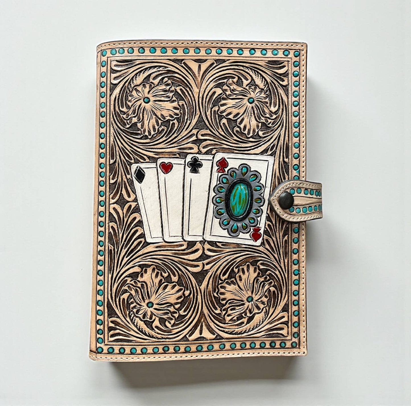 Western Linens - Cards tooled leather Bible cover 