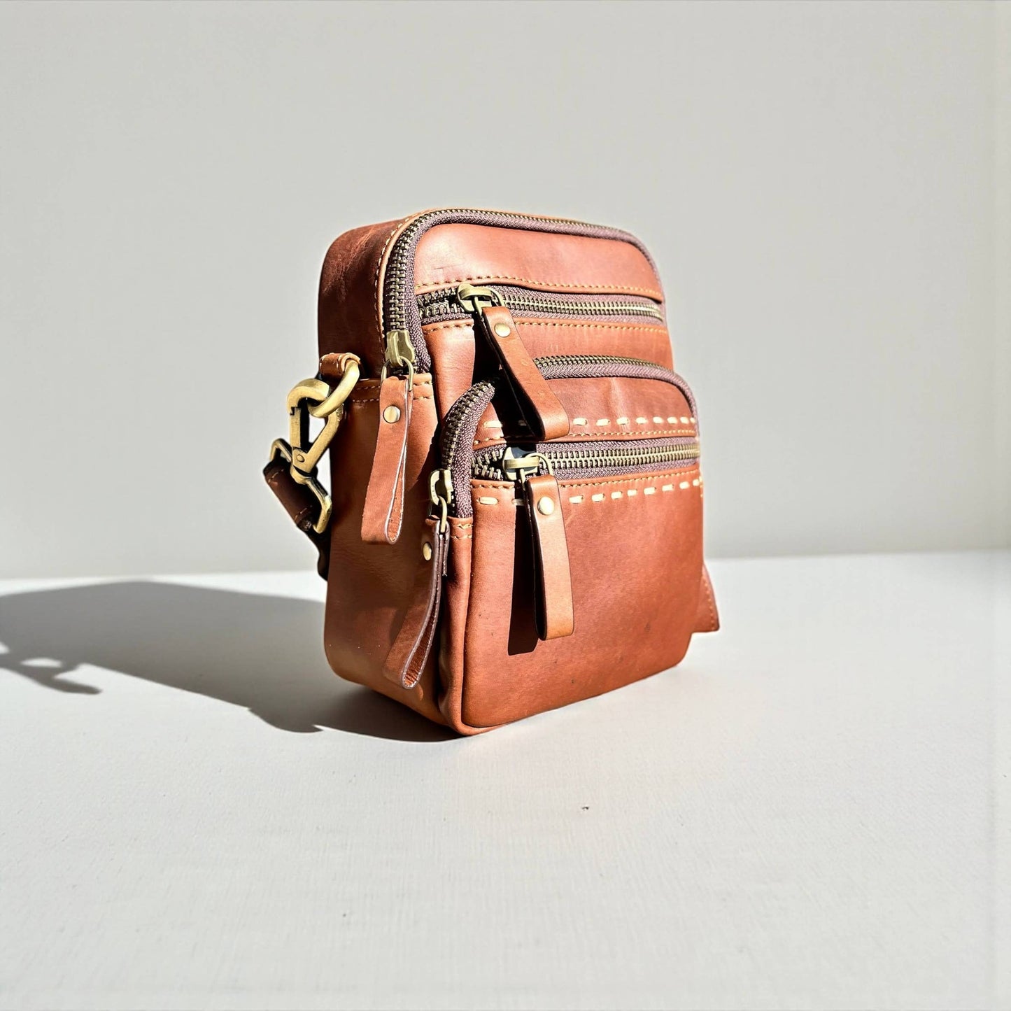 Western Linens - All leather crossbody bag 