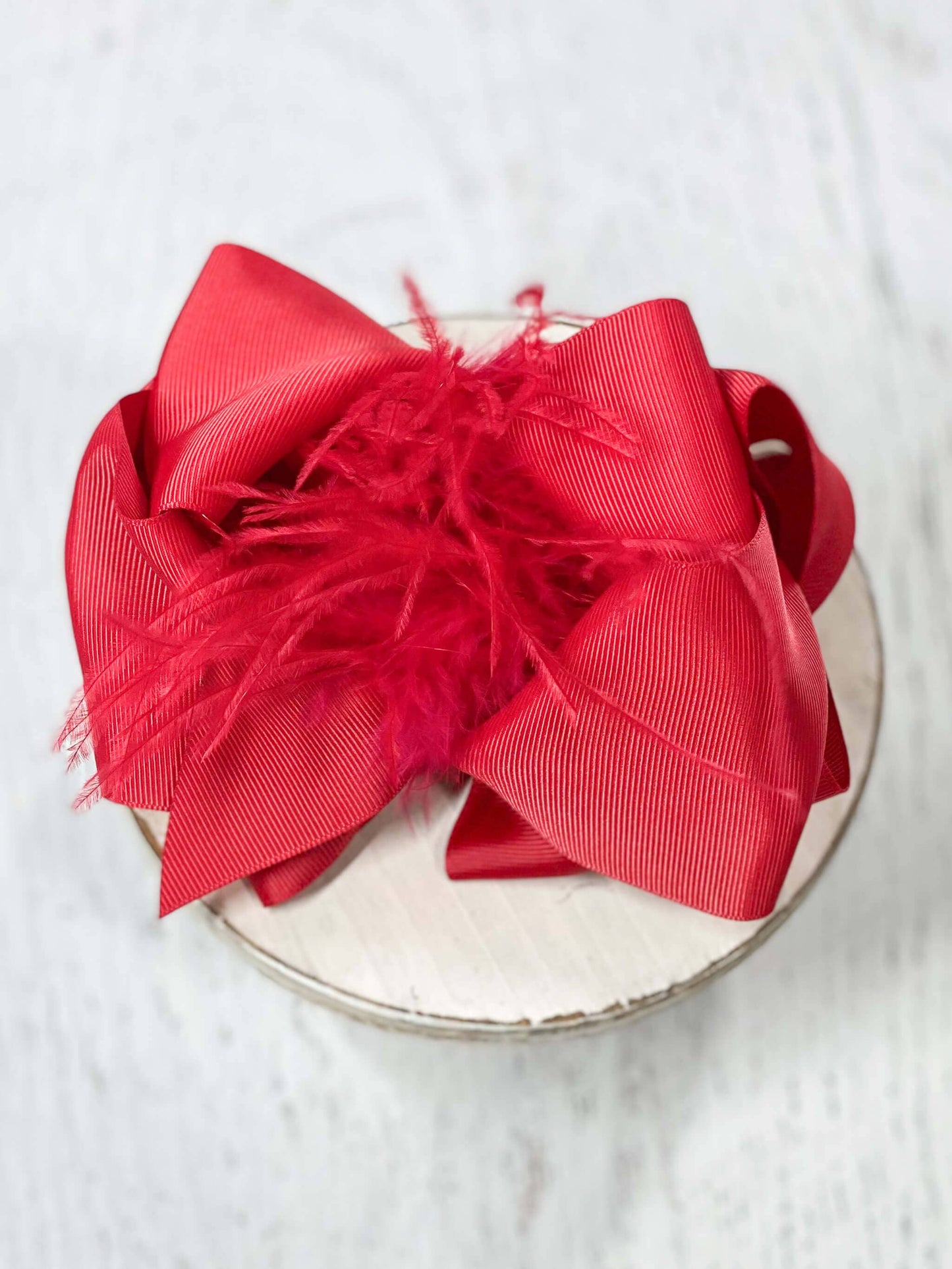 The Hair Bow Company - Texas Size Ostrich Puff Looped Knot Hair Bow: Red