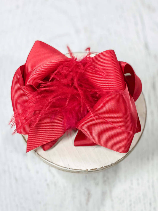 The Hair Bow Company - Texas Size Ostrich Puff Looped Knot Hair Bow: Red
