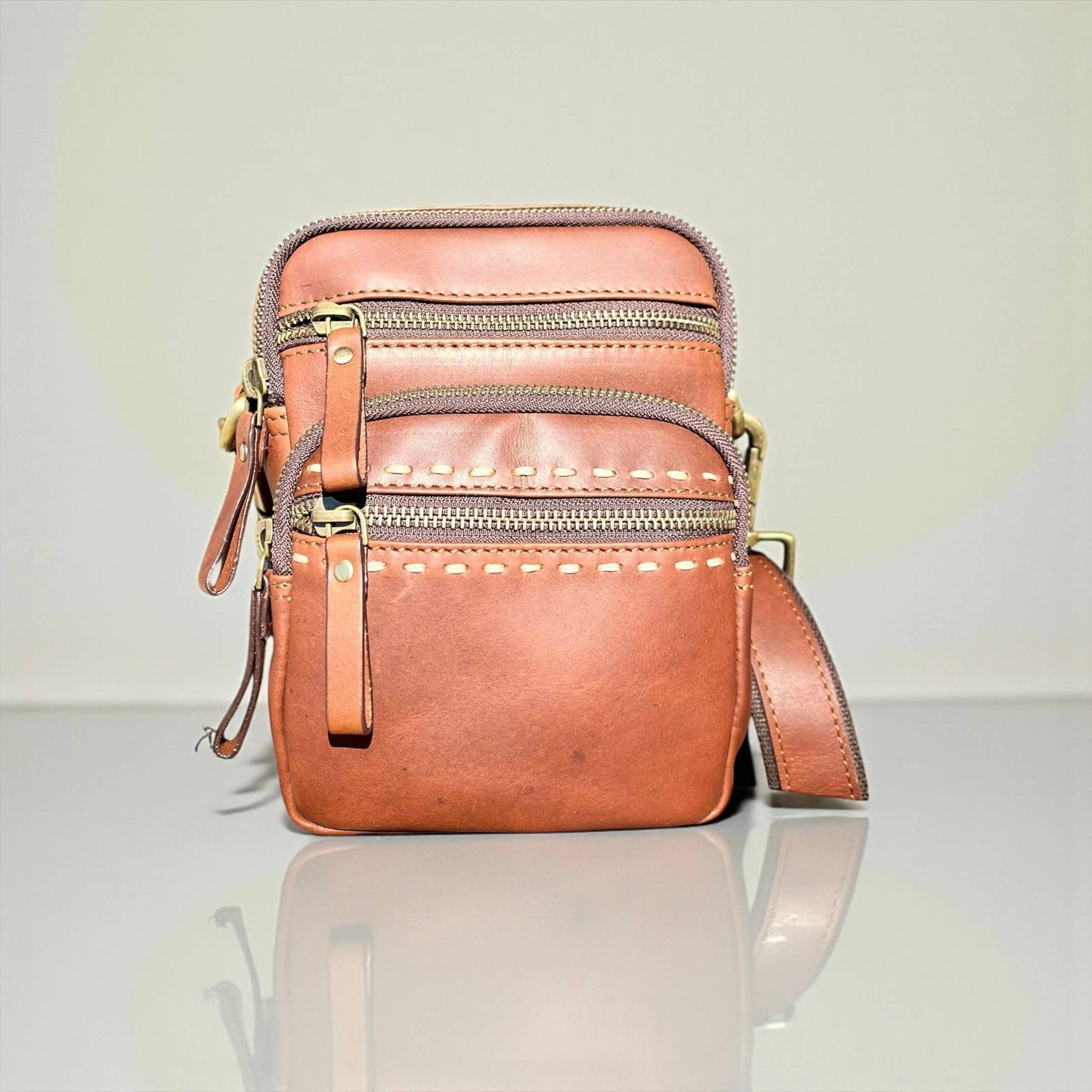Western Linens - All leather crossbody bag 