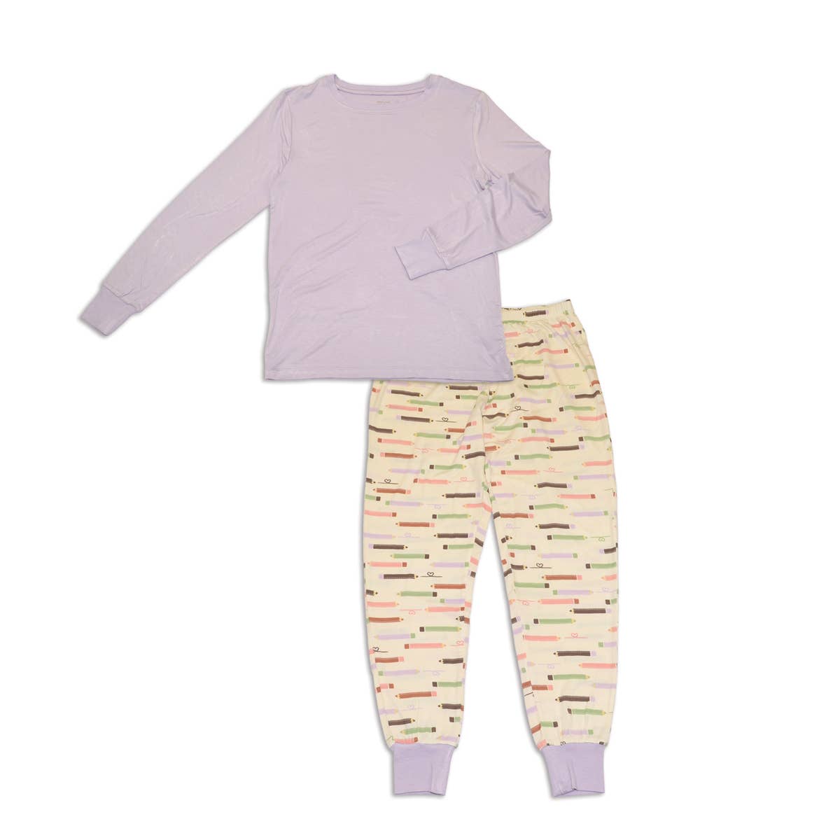 Women's Bamboo Long Sleeve Fitted Pajama Set: L / Prairie/Sleepy Sloth Print