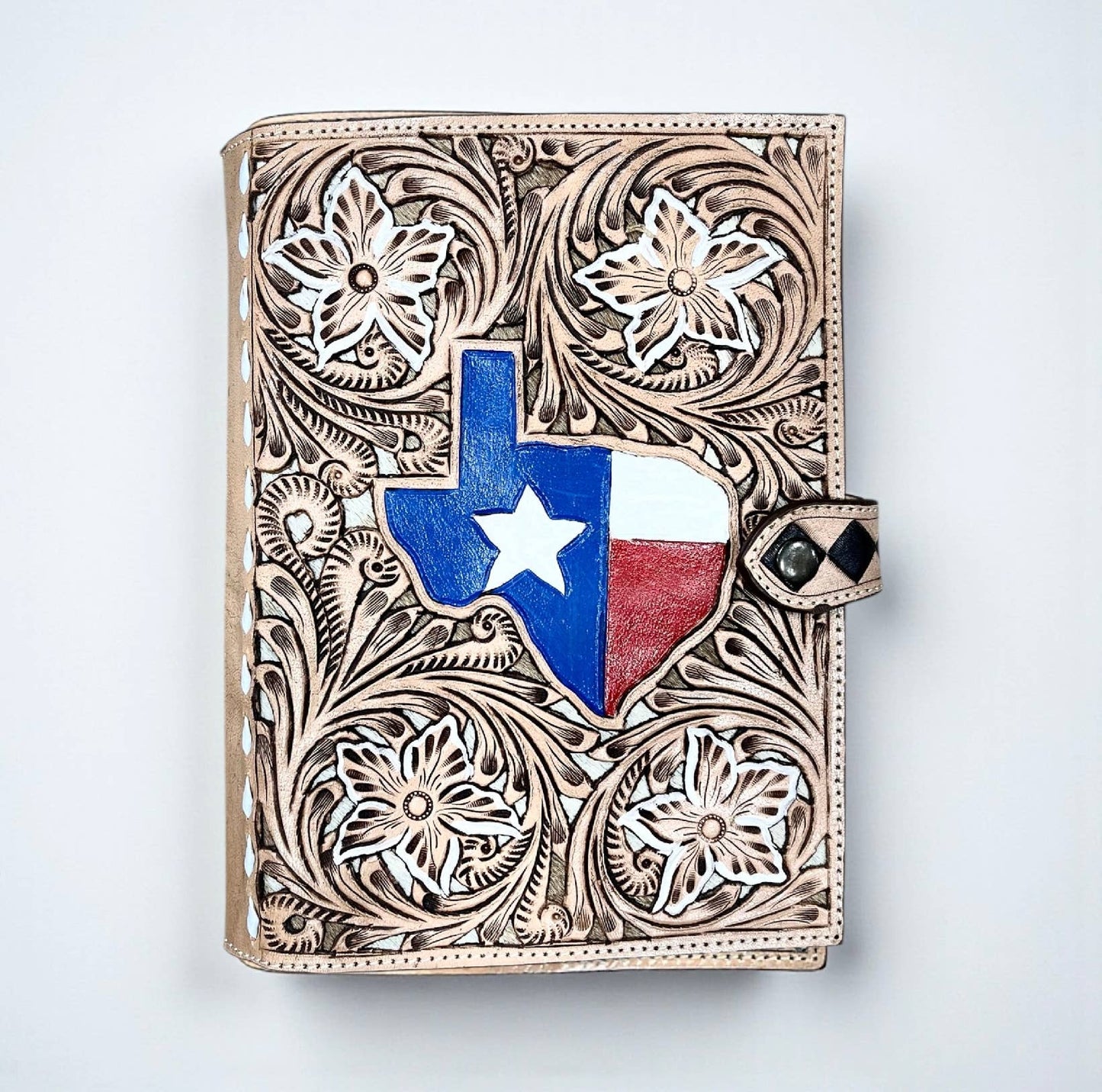 Western Linens - Texas tooled leather Bible cover 