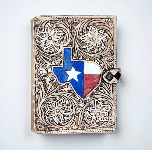 Western Linens - Texas tooled leather Bible cover 