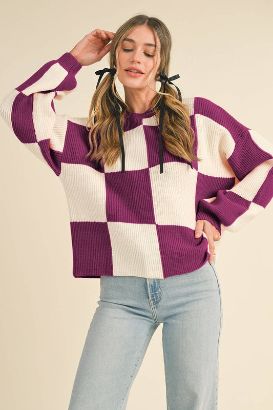 &MERCI - OVERSIZED CHECKERBOARD PULLOVER MSW1413