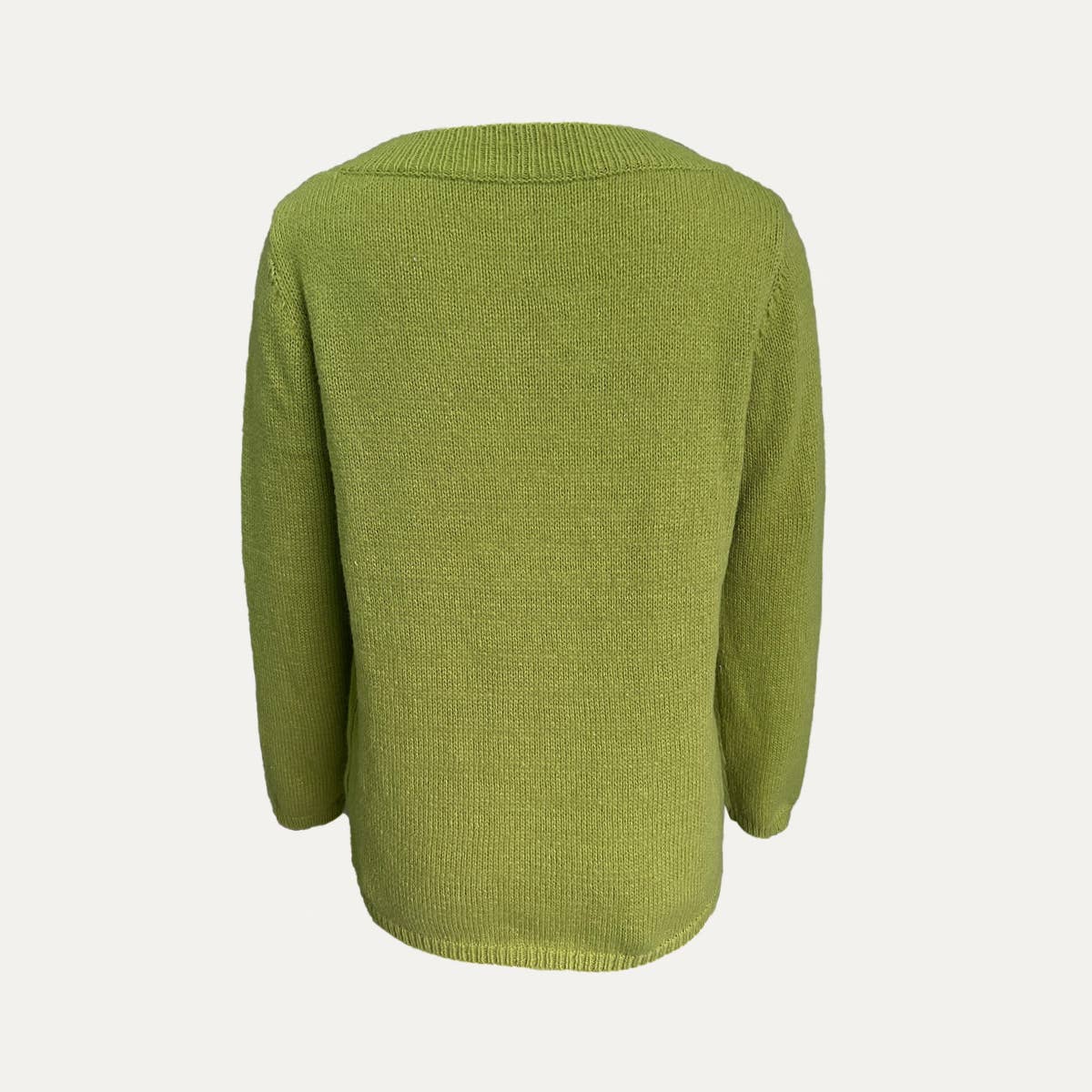 So Trendy Green V-Neck Long Sleeve Knit Sweater: Green