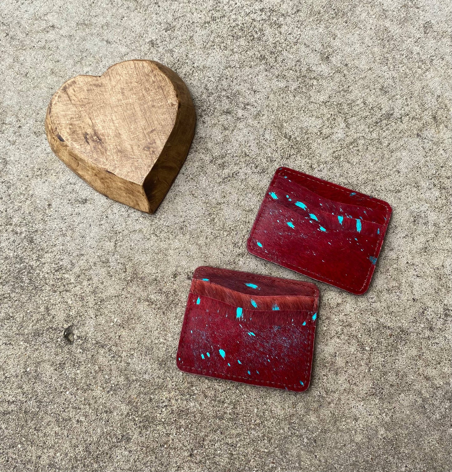 Western Linens - Acid Turquoise Red Cowhide wallet