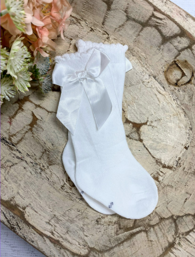 The Hair Bow Company - White Bow Socks