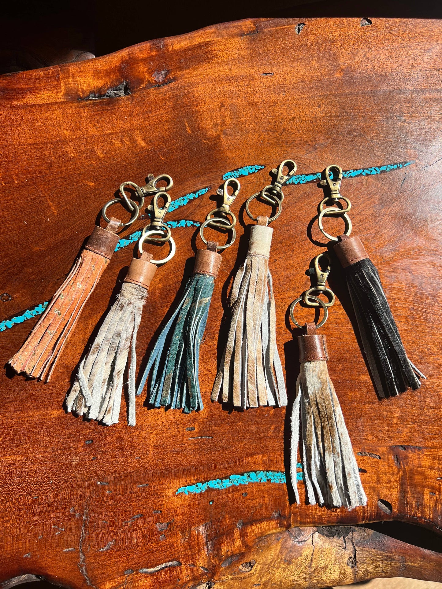 Equipage - Cowhide Leather Tassel Fringe Keychain Western: Natural Cowhide