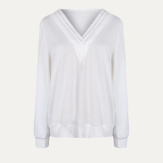 The Moment Collection Super Simply Solid V Neckline Long Sleeve Pullover Top