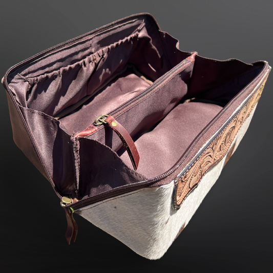 Equipage - Western Tooled Leather Toiletry Bag - Cowhide