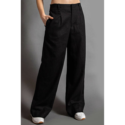 Rae Mode - LINEN WIDE LEG PINTUCK PLEAT PANTS