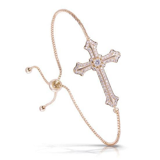 Amanda Blu-Cross Adjustable Bracelet - Gold