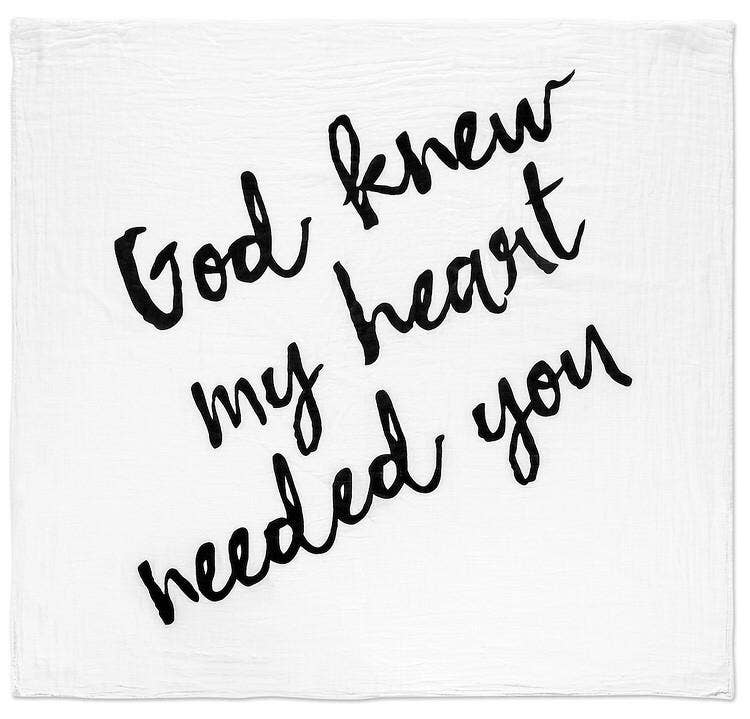 Modern Burlap - Organic Swaddle Blanket- God knew my heart