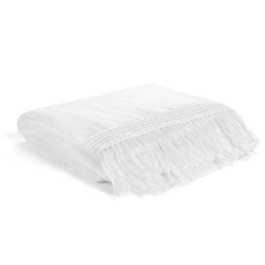 Modern Burlap - Organic Swaddle Blanket- White Fringe