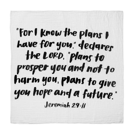 Modern Burlap - Organic Swaddle Blanket- Jeremiah 29:11