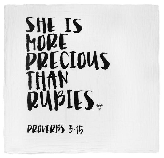 Modern Burlap - Organic Swaddle Blanket- Proverbs 3:15