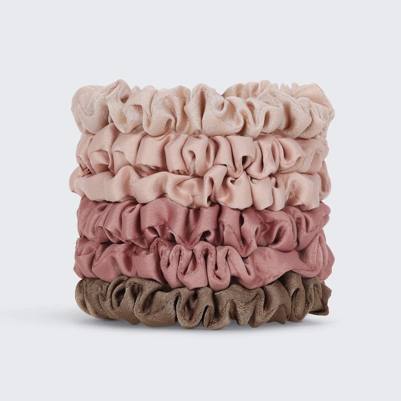 KITSCH - Ultra Petite Satin Scrunchies 6pc - Terracotta