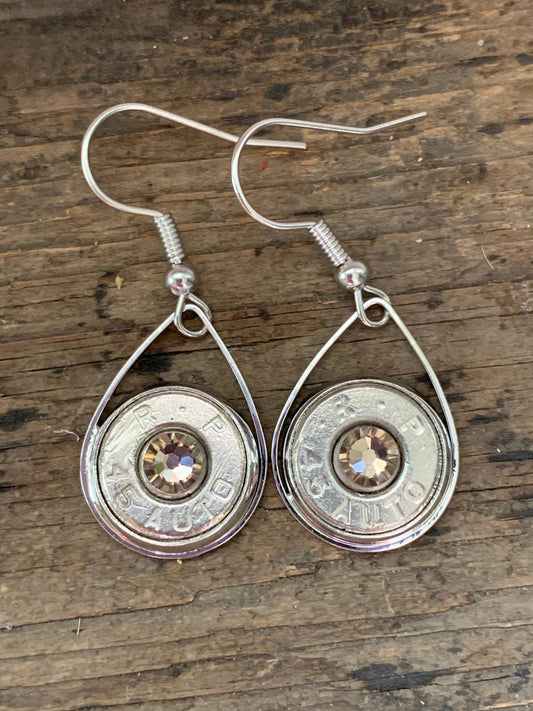 Jill's Jewels - Silver Teardrop 45 Auto Bullet Earrings