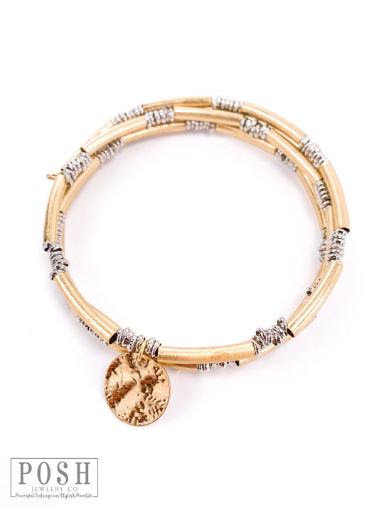 Posh Jewelry Co - 9PB022 * Triple Bracelet With Coin Charm